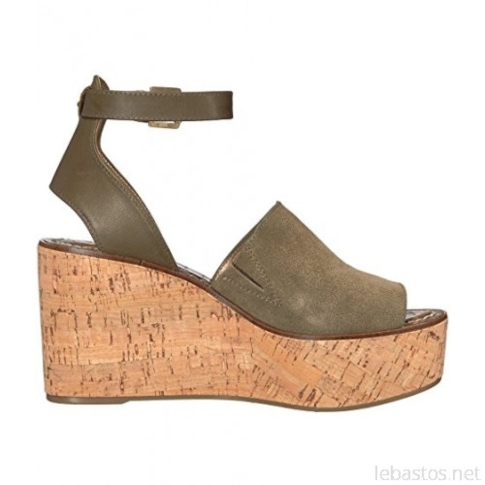 Sam Edelman Moss Green Suede Leather Wedge 6